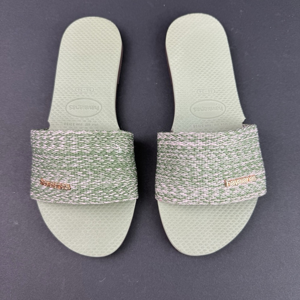 Havaianas Gold Malta Slip On Sandal Slides Women's Flip Flops Size 5-6 (35-36)